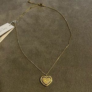 $98 Kate Spade at heart miss to mrs pendant Necklace  Gold Tone G57